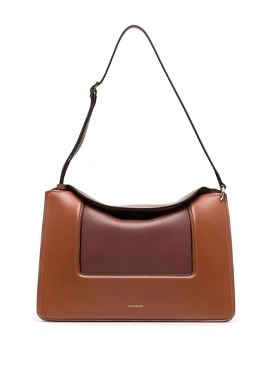 Shop Wandler Penelope Leather Shoulder Bag In Brown