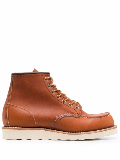 Shop Red Wing Shoes Classic Moc Leather Boots In Braun