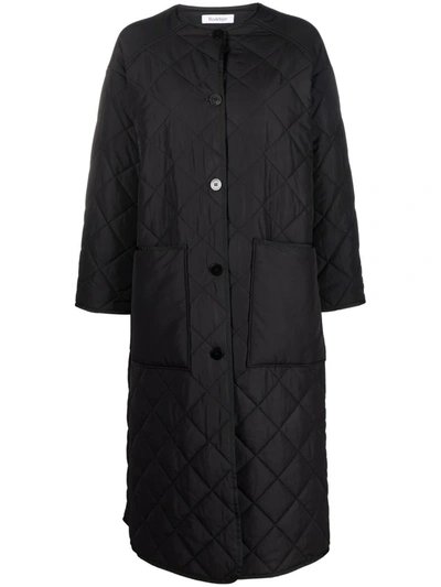 Rodebjer Quilted Single-breasted Oversize Coat In Schwarz