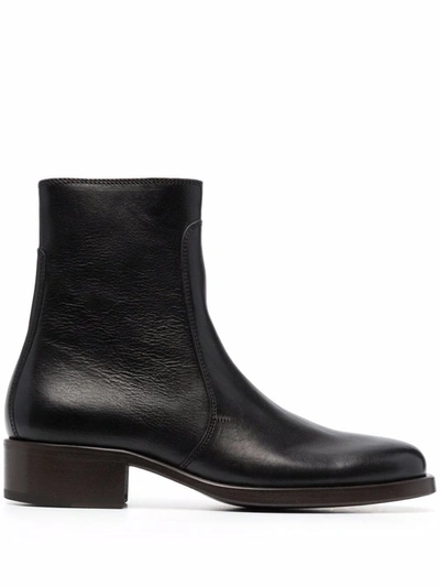 Shop Lemaire Leather Ankle Boots In Schwarz
