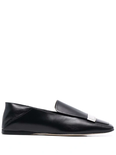 Shop Sergio Rossi Sr1 Square-toe Collapsible-heel Loafers In Schwarz