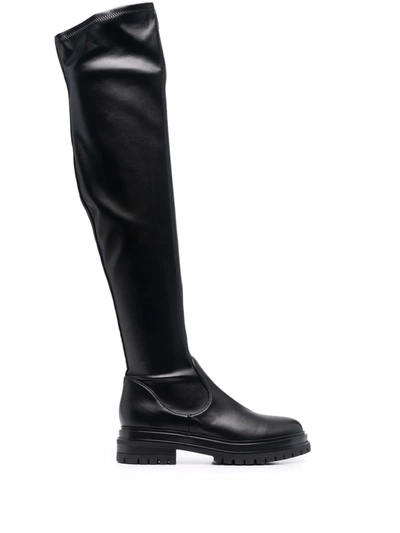 Shop Gianvito Rossi Quinn Leather Over-the-knee Boots In Schwarz