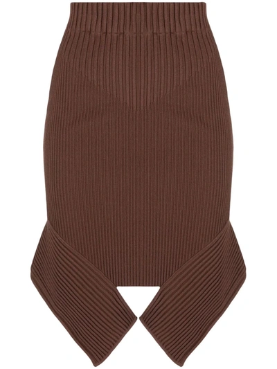 Adamo Mini Skirt High Waist With Cut-out Detail In Braun