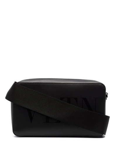 Shop Valentino Vltn-print Shoulder Bag In Schwarz