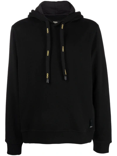 Shop Fendi Drawstring Hooded Sweatshirt In Schwarz