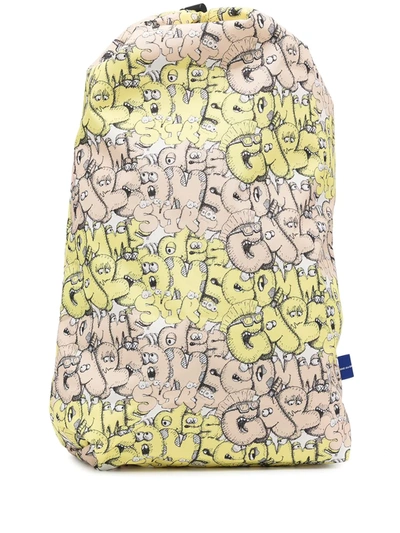 Shop Comme Des Garçons Shirt X Kaws Logo Print Backpack In Yellow