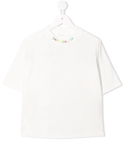 Shop Palm Angels Logo-print Cotton T-shirt In 白色