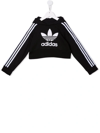 Shop Adidas Originals Logo-print Cotton Hoodie In Black