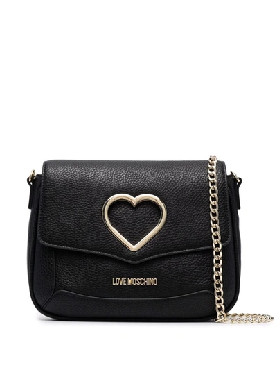 Shop Love Moschino Heart Detail Shoulder Bag In Black