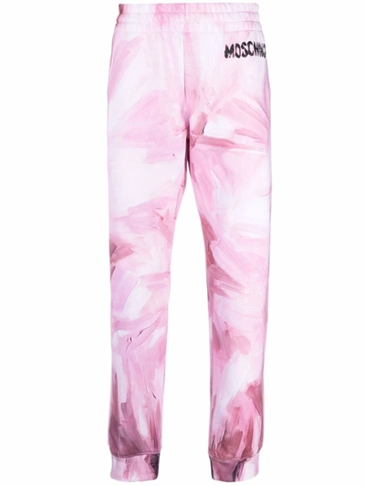 Shop Moschino Brushstroke-effect Track Pants In Pink
