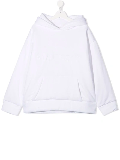 Shop Mm6 Maison Margiela Teen Quilted-logo Hoodie In White