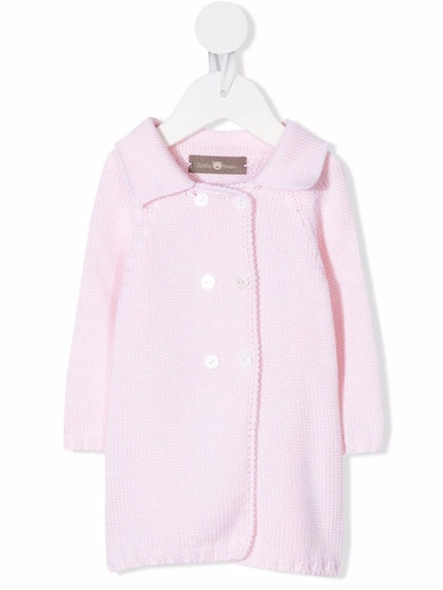 Shop Little Bear Knitted Double-breasted Coat In Pink