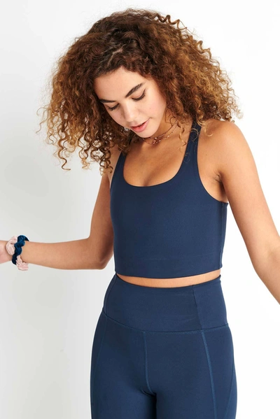 Shop Girlfriend Collective Paloma Sports Bra In Blue