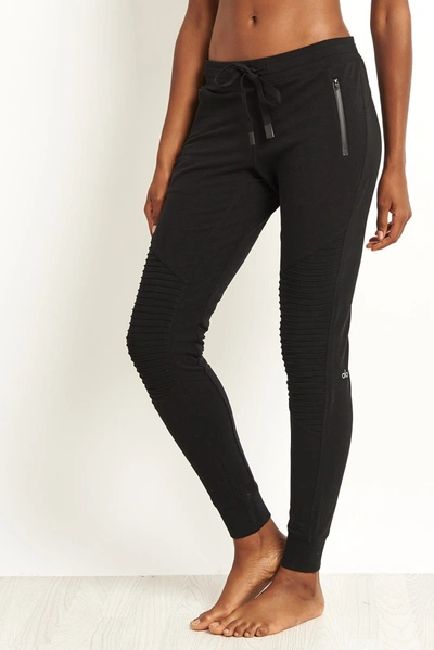 Shop Alo Yoga Urban Moto Sweatpant In Black