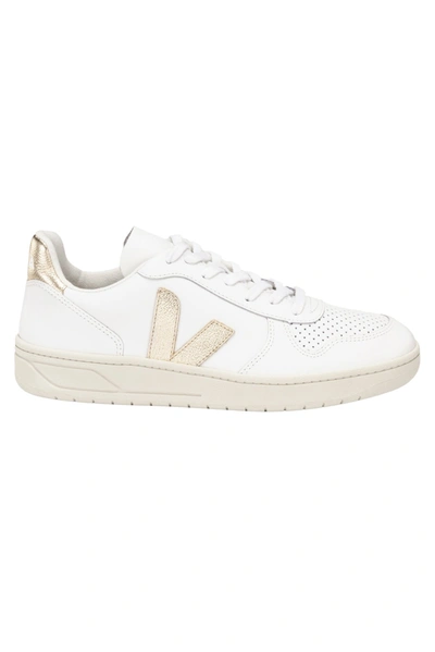 Shop Veja Women's V-10 Leather Trainers In White