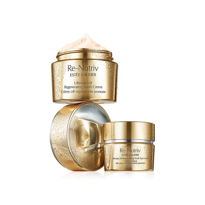 Shop Estée Lauder Re-nutriv Platinum Level Peerless Alchemy Flower Secret Face And Eye Care Set In Beige,silver Tone