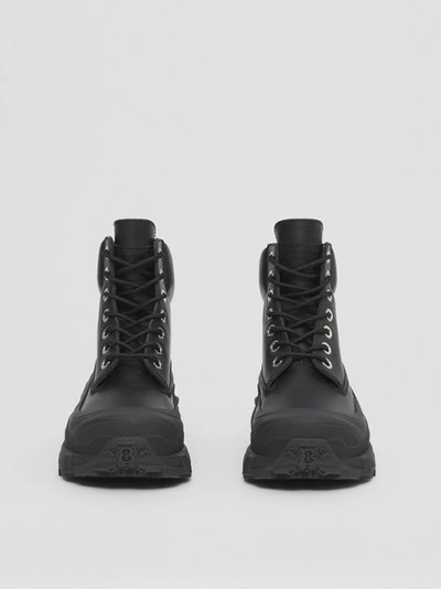 Shop Burberry Lace-up Leather Boots In Black