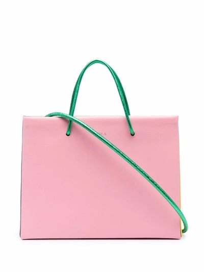 Shop Medea Colour-block Leather Tote Bag In Rosa