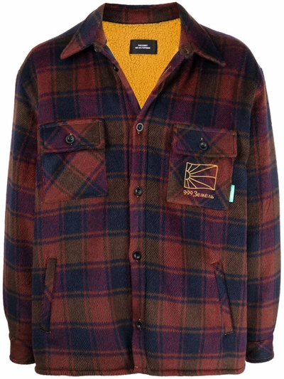 Shop Paccbet Check Shirt Jacket In Rot