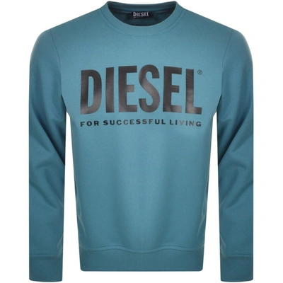 Shop Diesel Girk Logo Sweatshirt Blue