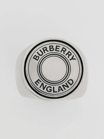Shop Burberry Logo Graphic Palladium-plated Signet R In Vintage Silver