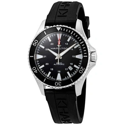 Shop Hamilton Khaki Navy Automatic Black Dial Men's Watch H82335331 In Black / Khaki / Navy