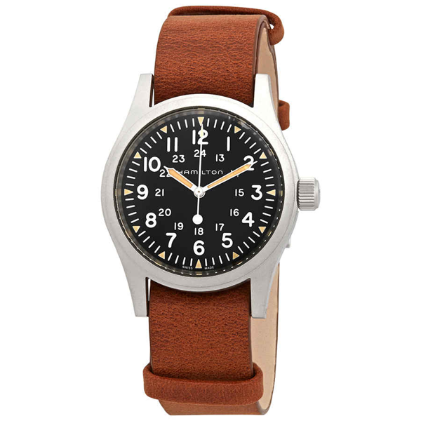 hamilton khaki field black dial mechanical h69439531 men's watch