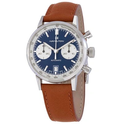 Shop Hamilton Intra-matic Mens Chronograph Automatic Watch H38416541 In Blue / Brown