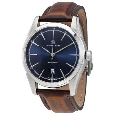 Shop Hamilton Spirit Of Liberty Automatic Blue Dial Men's Watch H42415541 In Blue / Brown