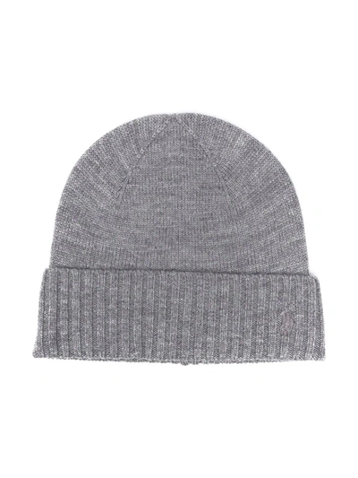 Polo Ralph Lauren Ribbed-trim Wool Beanie In Grey