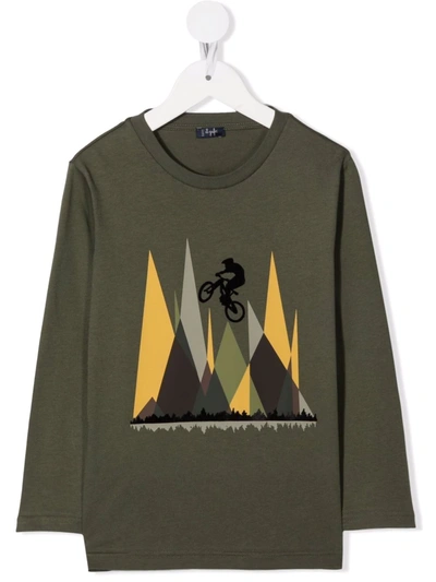 Shop Il Gufo Graphic-print Cotton Sweatshirt In Green