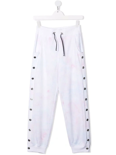 Shop Balmain Teen Marble-print Cotton Track Trousers In White