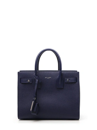 Shop Saint Laurent Classic Sac De Jour Baby Bag In Blue Grained Leather