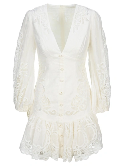 Shop Zimmermann Mae Lace Mini Dress In White