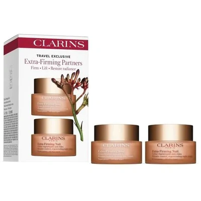 Shop Clarins Travel Set Extra Firming Partners Gift Set 50mlx2 Skin Care 3380810226942 In Green,yellow