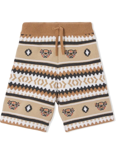 Shop Burberry Fair Isle Wool-cashmere Shorts In Brown