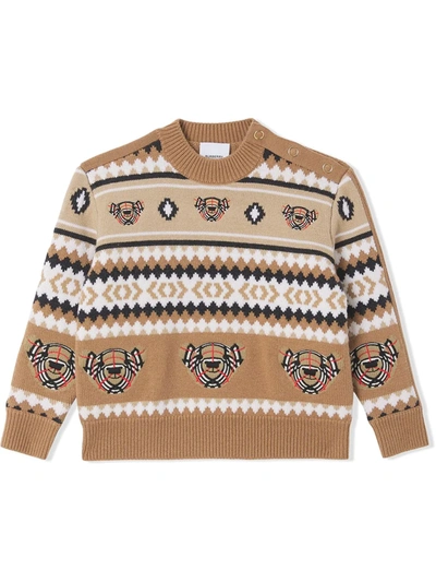 Shop Burberry Fair Isle Wool-cashmere Jumper In Brown