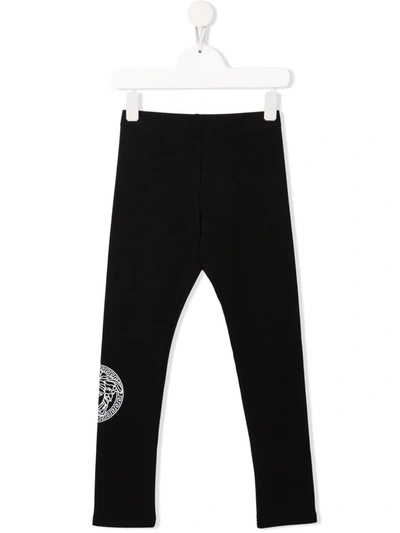 Shop Versace Logo-print Track Trousers In 黑色