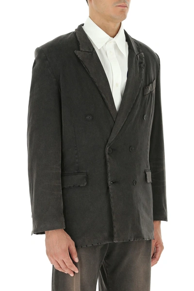 Shop Balenciaga Charcoal Cotton Blazer Grey  Uomo M