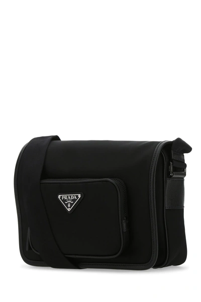 Shop Prada Black Re-nylon And Leather Crossbody Bag Black  Uomo Tu