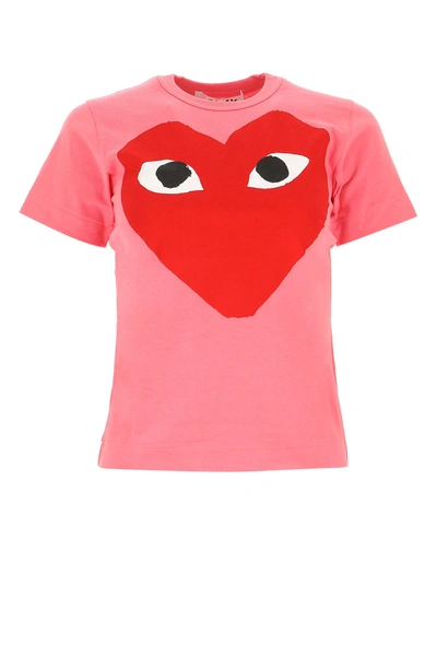 Shop Comme Des Garçons Play Pink Cotton T-shirt  Pink Comme Des Garcons Play Donna Xs