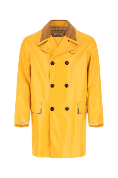 Shop Maison Margiela Yellow Coated Cotton Trench Coat Yellow  Uomo 50