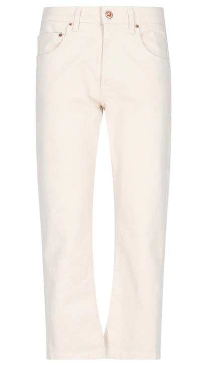 Shop Aspesi Straight Leg Cropped Jeans In White