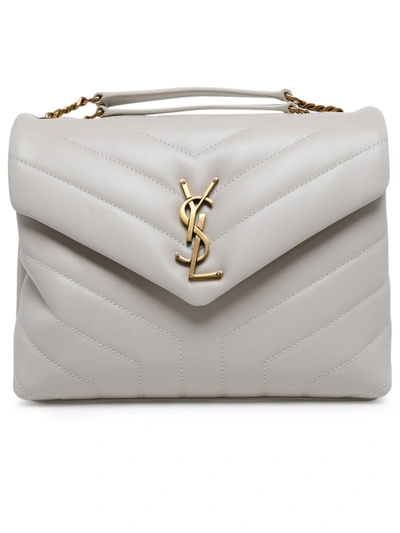 Shop Saint Laurent Loulou Matelassé Small Shoulder Bag In White