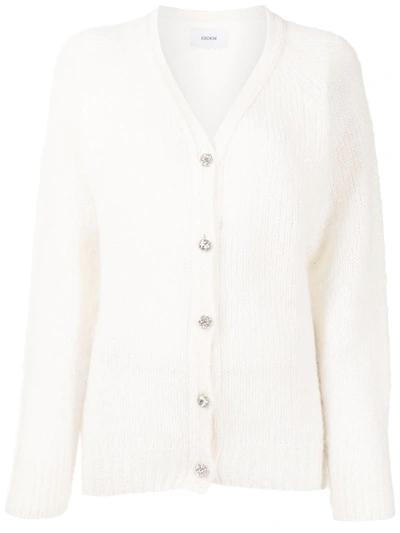 Shop Erdem Marcilly Long-sleeve Knitted Cardigan In Weiss