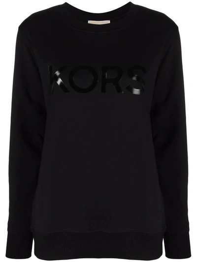 Shop Michael Michael Kors Logo-print Crew Neck Sweatshirt In Schwarz