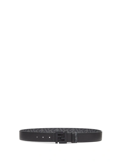 Shop Fendi Belt In Leather With Logo In Nero