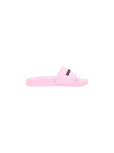 Shop Balenciaga Slides In Light Pink/black