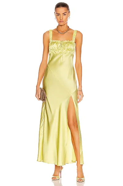 Nicholas Nina Gathered Silk satin Midi Dress In Green ModeSens