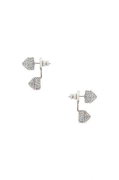 Shop Valentino Rockstud Pendant Earrings In Rodio & Crystal Silver Shade